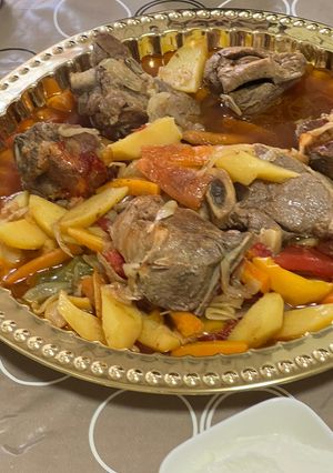 صورة لوصفة لحمة _بالخضار_بطنجرة_النينجا