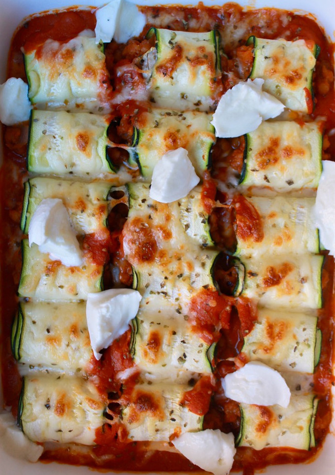 Una foto de Canelones de calabacín