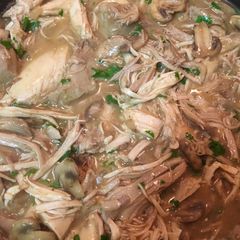 A picture of Turkey in Mushroom Sauce.