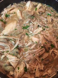 A picture of Turkey in Mushroom Sauce.