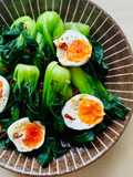Bok Choy with jammy eggs