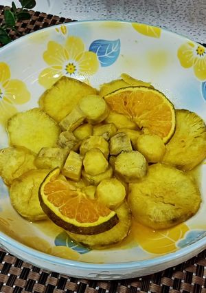 Hình của món Khoai lang nướng cam mật ong.