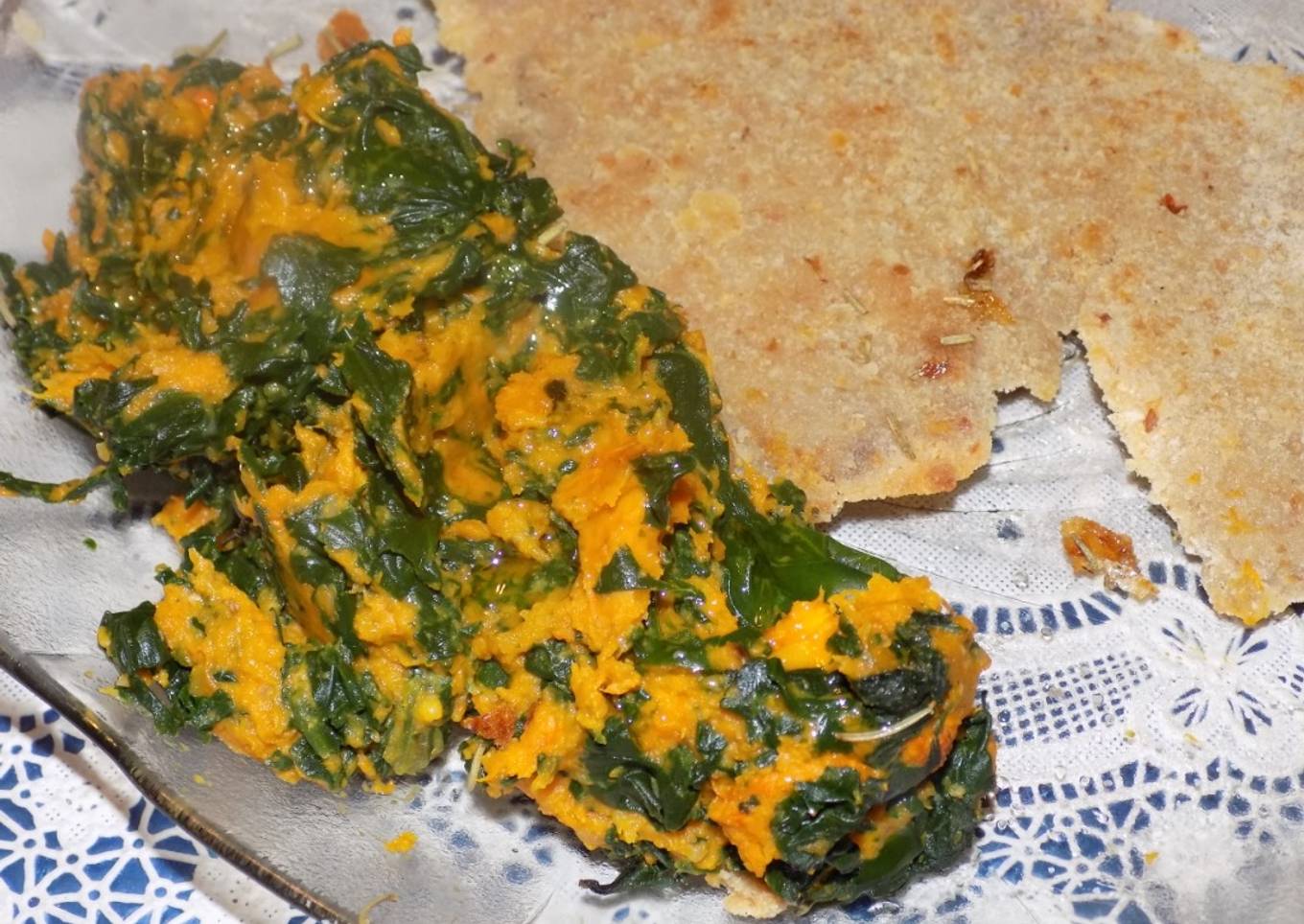 Puré de calabaza al horno con espinacas