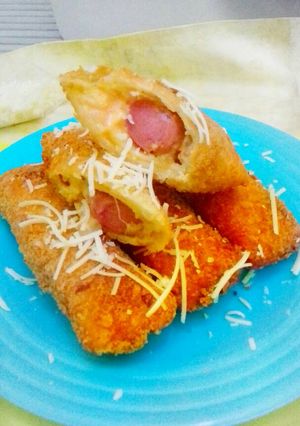 Foto resep Roti tawar sosis keju lumer