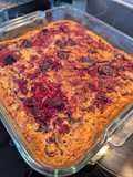 Healthy vegan cherry bakewell baked oats