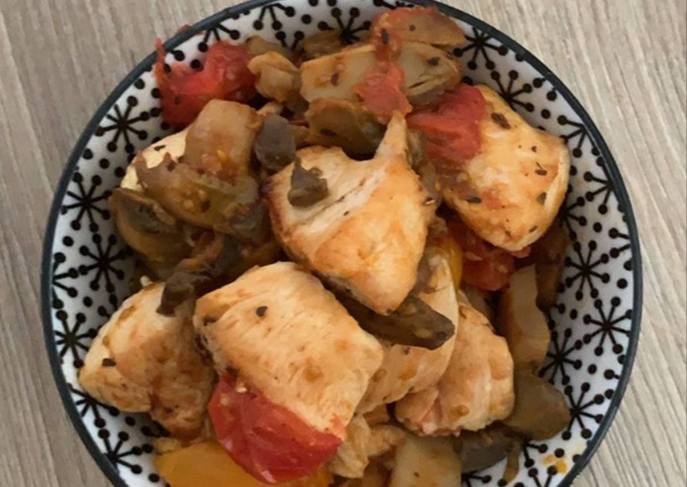 Poulet champignons et tomates