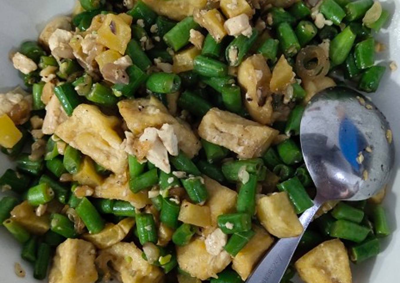 Vegetarian food Buncis saos tiram Berpadu dengan tahu + kentang