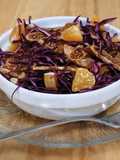 Red cabbage salad with clementines and dried figs