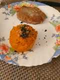 Milanesa de peceto con tartar de zapallo y mozzarella