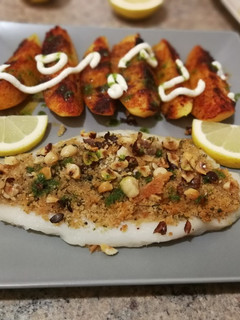 Una foto de Pescado con crosta al horno