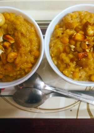 A picture of Delightful Dessert !!Rice and Dal kheer!!(Akki kadlebele payasa).