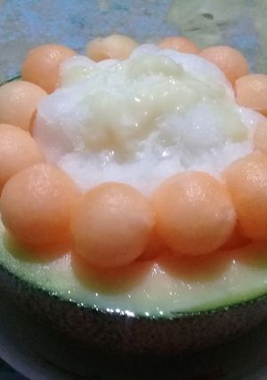 Foto resep Es serut melon (ice shaved melon)