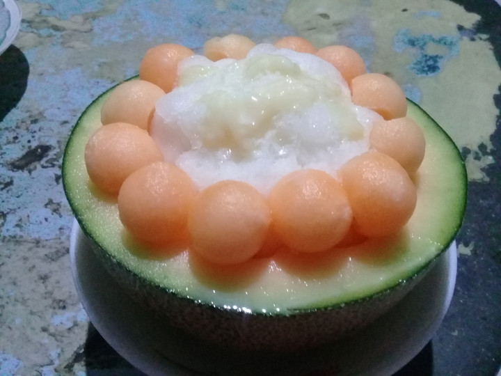 Cara Gampang Membuat Es serut melon (ice shaved melon) Praktis