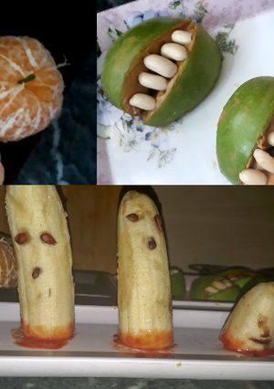 A picture of Haloween party snacks.