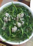 Canh xà lách xoong thịt băm