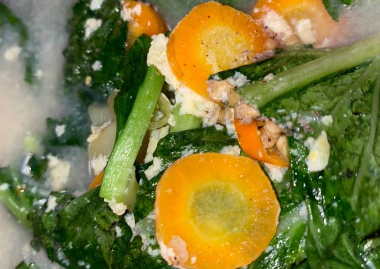 Sawi kuah telur pedas