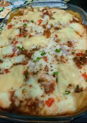 A picture of Cheesy chicken pasta.
