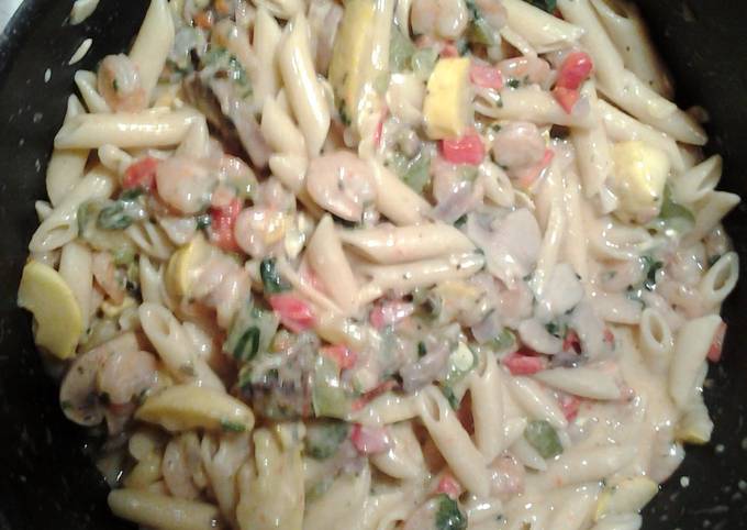 garden fresh penne pasta with shrimp