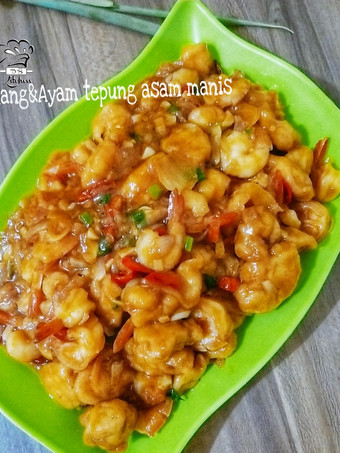 Resep 046. Udang+ayam tepung asam manis 🍗🍤 Enak Terbaru