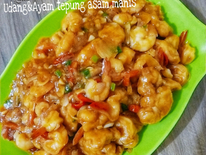 Resep 046. Udang+ayam tepung asam manis 🍗🍤 Enak Terbaru