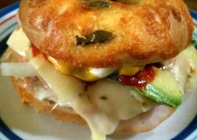jalapeno cheese bagel sandwhich