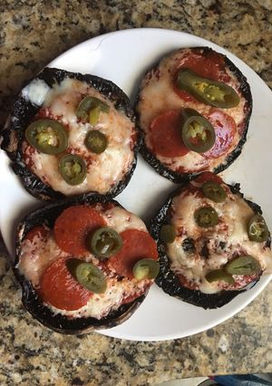 A picture of Portobello Mushroom Pizzas.