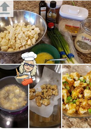 A picture of Cauliflower Bites 🥘 with Sticky Sweet Tamari Sauce.