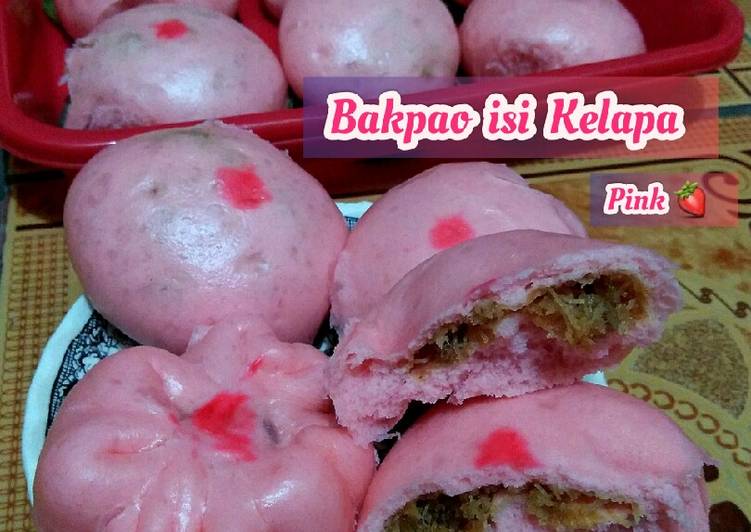 Resep Bakpao isi Kelapa (warna Pink🍓), Lezat