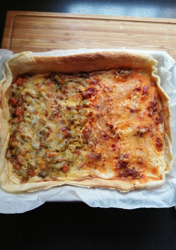 Una foto de Quiche mitad light y mitad no