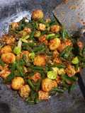 Tumis kacang panjang, tempe, telur puyuh, pete, tempe