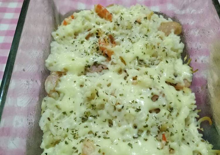 Nasi panggang sosis udang