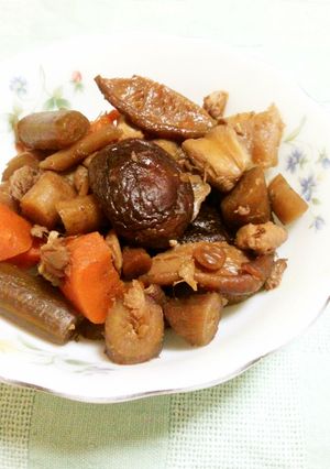 A picture of Our Family's Chikuzen-ni (Simmered Chicken and Vegetables).