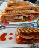 Chicken Salami and Cheese Grilled Sandwich