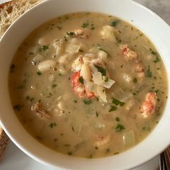 A picture of Lemony Shrimp and Bean Stew.
