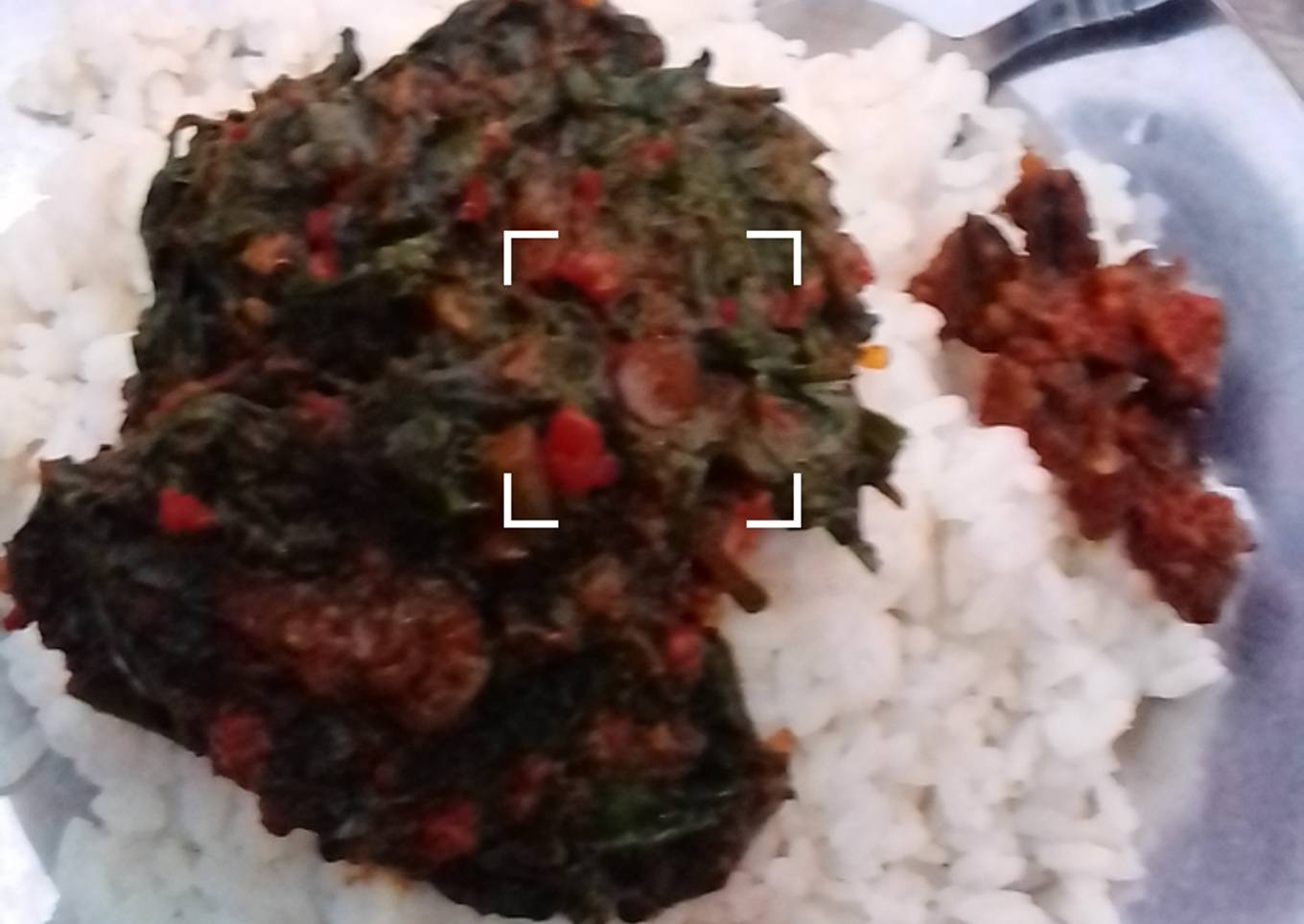 White rice with vegetable soup
