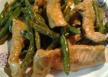 Unique Cuisine Green Beans and Marinated Pork Strips Delicious and Healthy