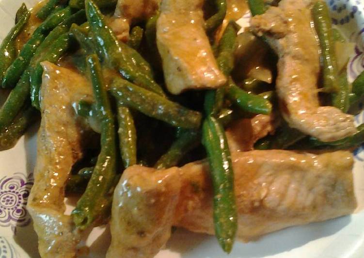 Recipe of Super Quick Homemade Green Beans and Marinated Pork Strips