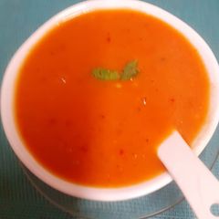 Restaurant Style Spiced Indian Tomato Soup A picture of Restaurant Style Spiced Indian Tomato Soup.