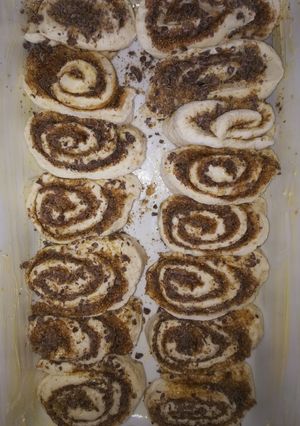 A picture of Cinnamon and chocolate rolls.