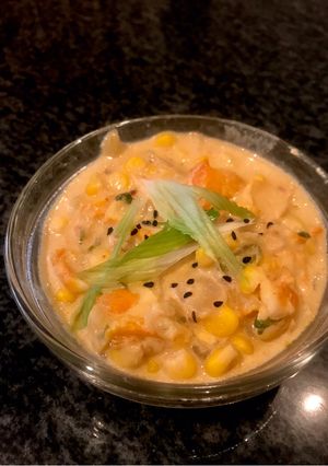 A picture of Haddock & Corn Chowder.