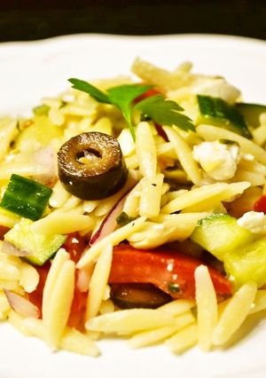 A picture of Vegetable-Packed Orzo Pasta Salad.