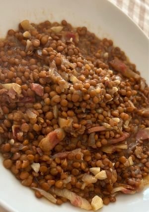 Una foto de Lentejas con guanciale en Airfryer Cosori