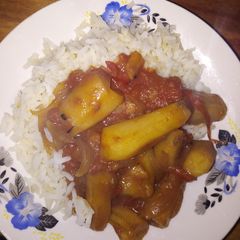 A picture of Boiled matoke with rice #4weeks challenges #authormarathon.