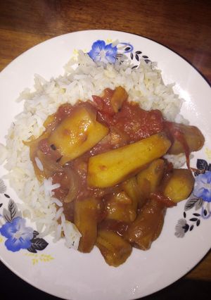 A picture of Boiled matoke with rice #4weeks challenges #authormarathon.