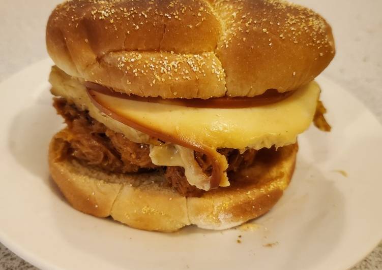 Brad's Hawaiian bbq pulled pork sandwich