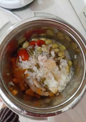Foto resep Menu 4**** mpasi : bubur ceker dada yampung, kabocha, edamame