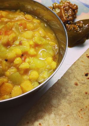 A picture of Ghiya/Lauki with Chana Daal post a Thailand Trip.