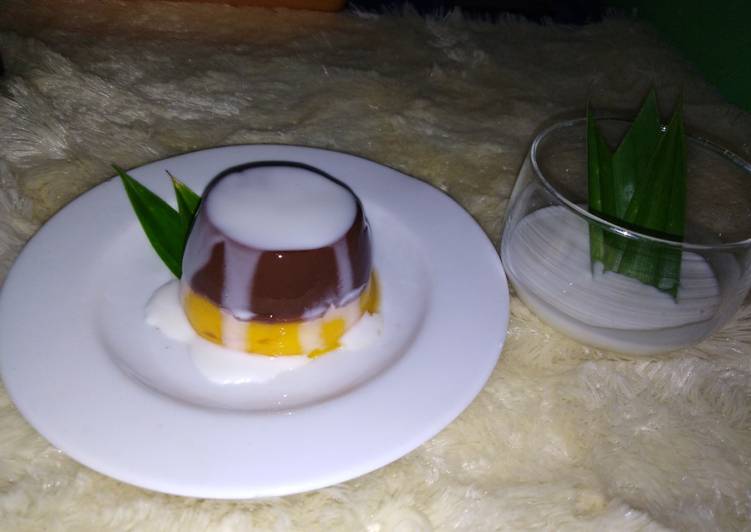 Rahasia Menghidangkan Dessert mango pudding with fla(By Ressa) Anti Gagal!