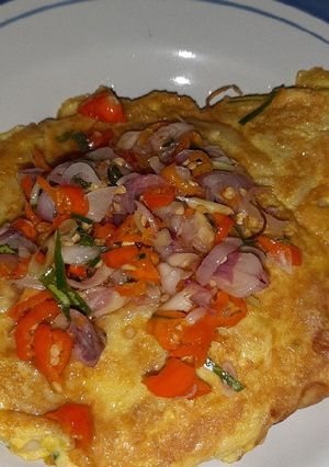 Foto resep Dadar jamur tiram dengan Sambel Matah