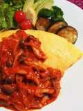 Omurice with Mushroom Tomato Sauce